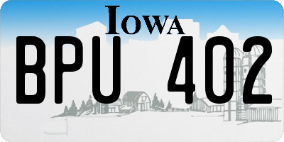 IA license plate BPU402