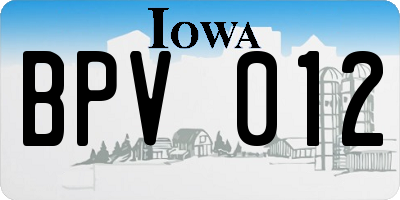 IA license plate BPV012