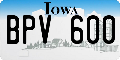 IA license plate BPV600