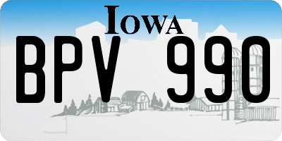 IA license plate BPV990