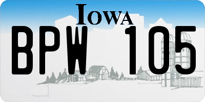 IA license plate BPW105
