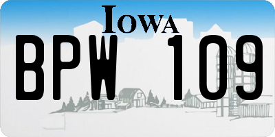 IA license plate BPW109
