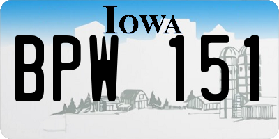 IA license plate BPW151