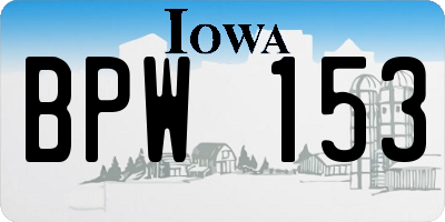 IA license plate BPW153