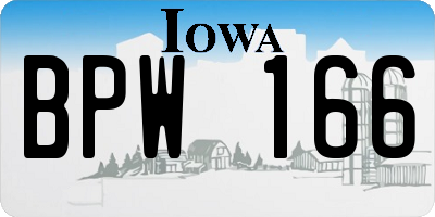 IA license plate BPW166