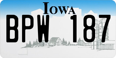IA license plate BPW187