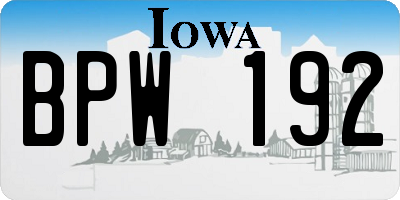 IA license plate BPW192