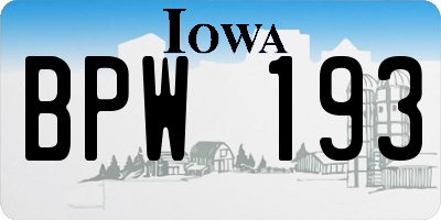 IA license plate BPW193