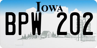 IA license plate BPW202