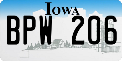 IA license plate BPW206