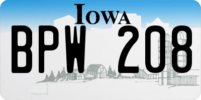 IA license plate BPW208