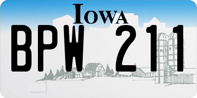 IA license plate BPW211