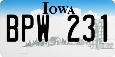 IA license plate BPW231