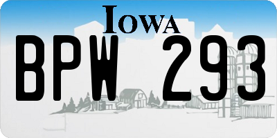 IA license plate BPW293