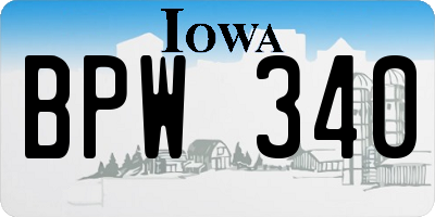 IA license plate BPW340