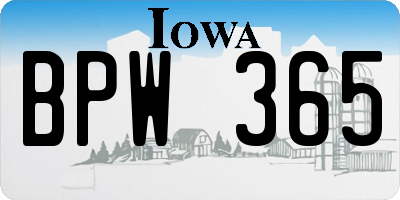 IA license plate BPW365