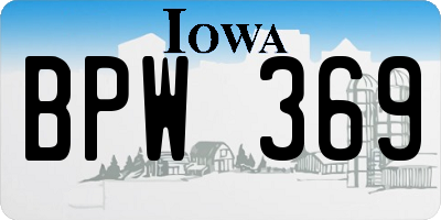 IA license plate BPW369