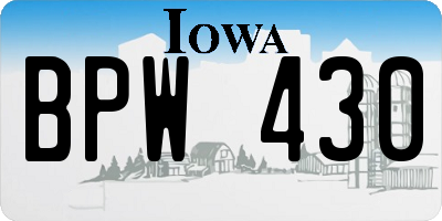IA license plate BPW430