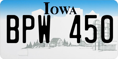IA license plate BPW450