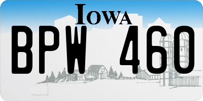 IA license plate BPW460