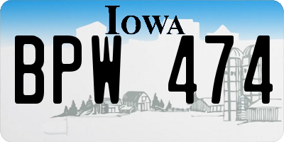 IA license plate BPW474