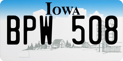 IA license plate BPW508