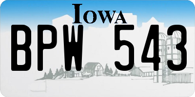 IA license plate BPW543