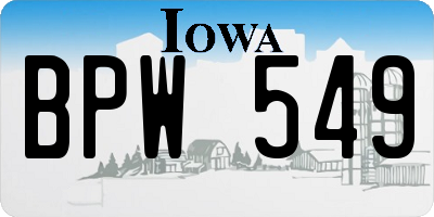 IA license plate BPW549