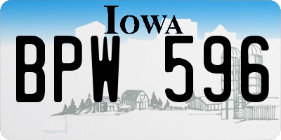 IA license plate BPW596