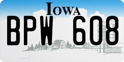 IA license plate BPW608