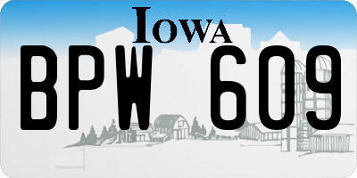 IA license plate BPW609