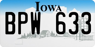 IA license plate BPW633