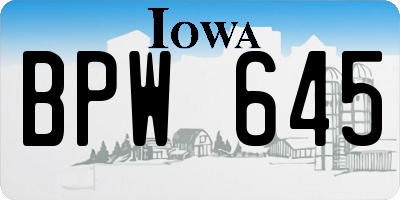 IA license plate BPW645
