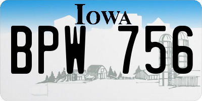 IA license plate BPW756
