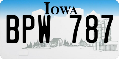 IA license plate BPW787