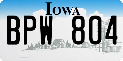 IA license plate BPW804