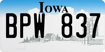 IA license plate BPW837