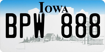 IA license plate BPW888