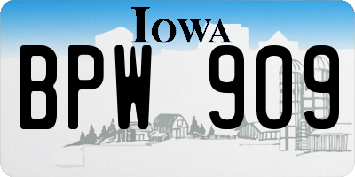 IA license plate BPW909
