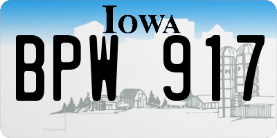 IA license plate BPW917