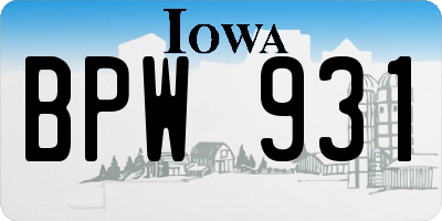 IA license plate BPW931