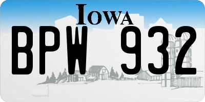 IA license plate BPW932