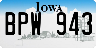 IA license plate BPW943