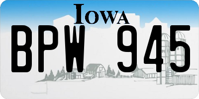 IA license plate BPW945