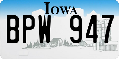 IA license plate BPW947