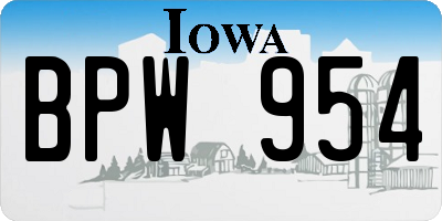 IA license plate BPW954