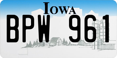 IA license plate BPW961