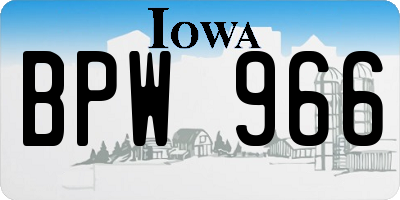 IA license plate BPW966