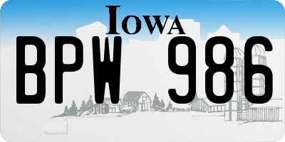 IA license plate BPW986