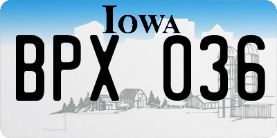 IA license plate BPX036